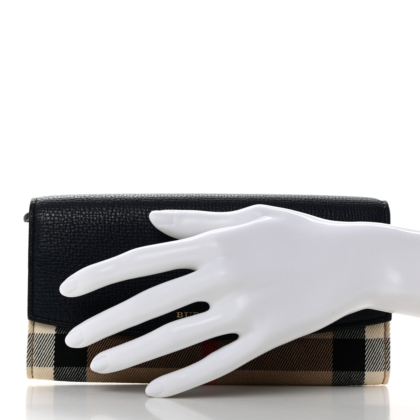 Grainy Calfskin House Check Porter Continental Wallet Navy