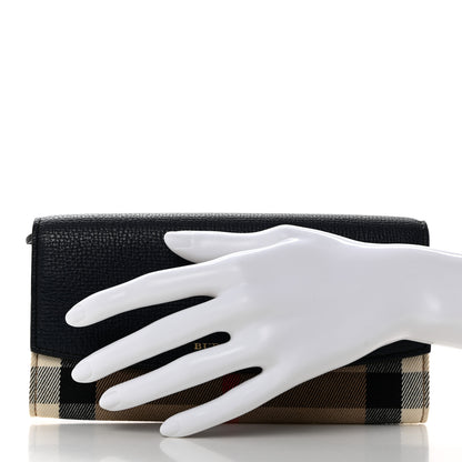 Burberry Grainy Calfskin House Check Porter Continental Wallet Navy 2 of 7