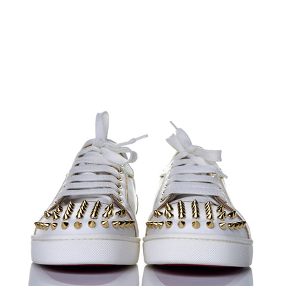 Christian Louboutin Calfskin Spikes Womens Rush Flat Sneakers 39 White Gold 2 of 9