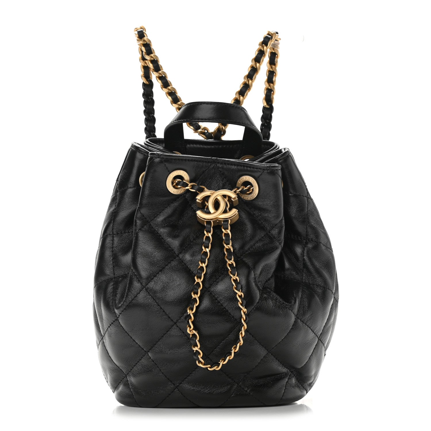 Chanel Calfskin Quilted CC Chain Bucket Backpack Black 1 of 11