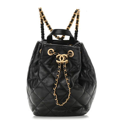 Chanel Calfskin Quilted CC Chain Bucket Backpack Black 1 of 11