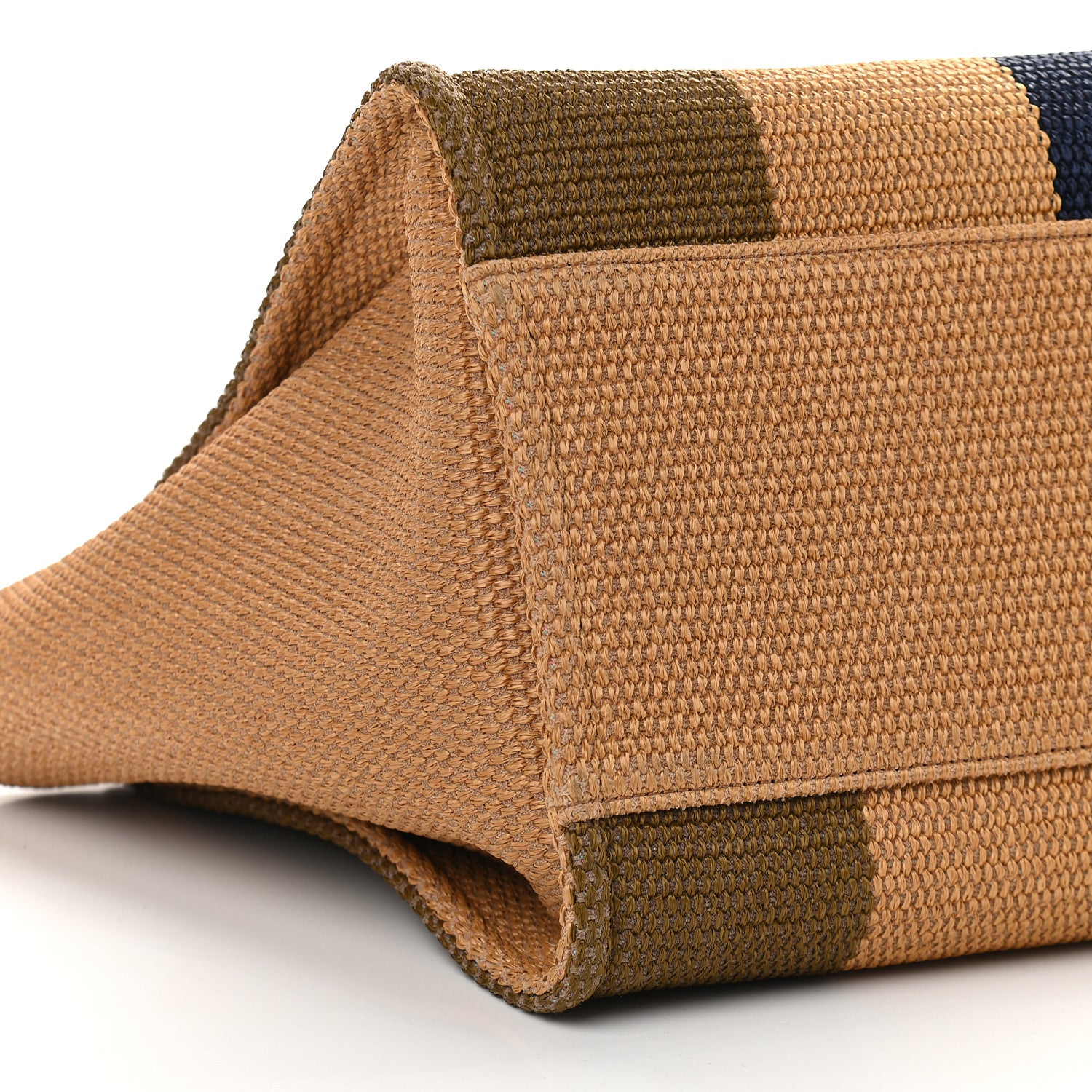 Chanel Straw Raffia Calfskin Striped Medium Deauville Tote Khaki Beige Navy Blue 8 of 9