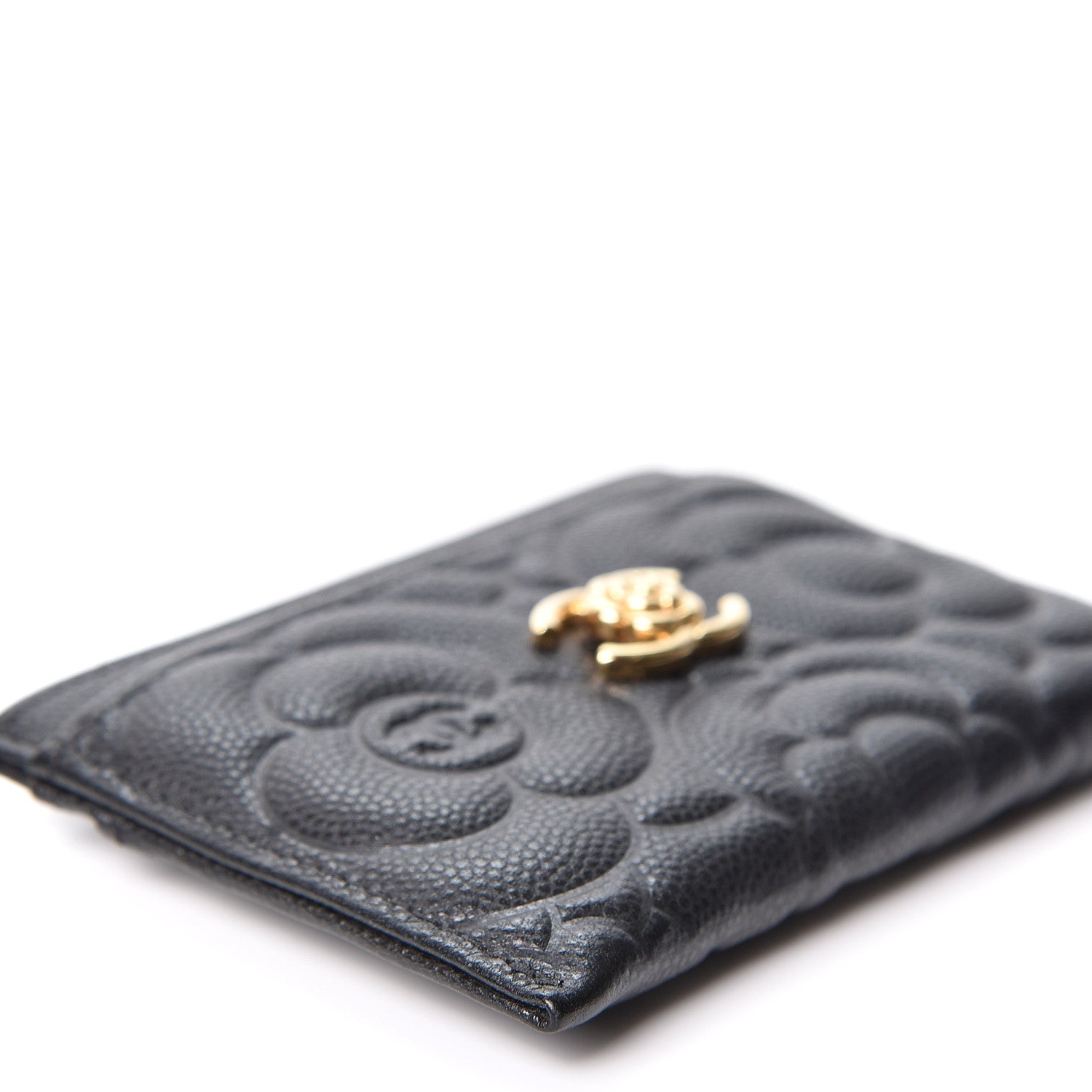 Chanel Caviar Camellia Embossed Card Holder Black 8 of 9