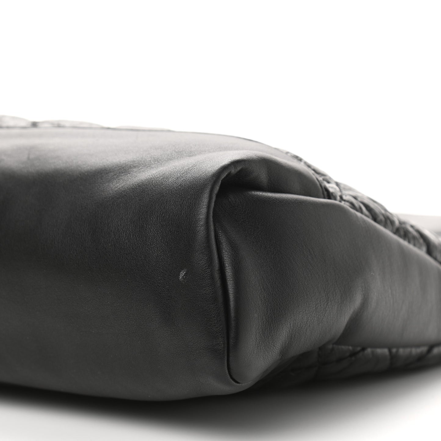 Crumpled Calfskin Quilted 31 Large Shopping Bag Black