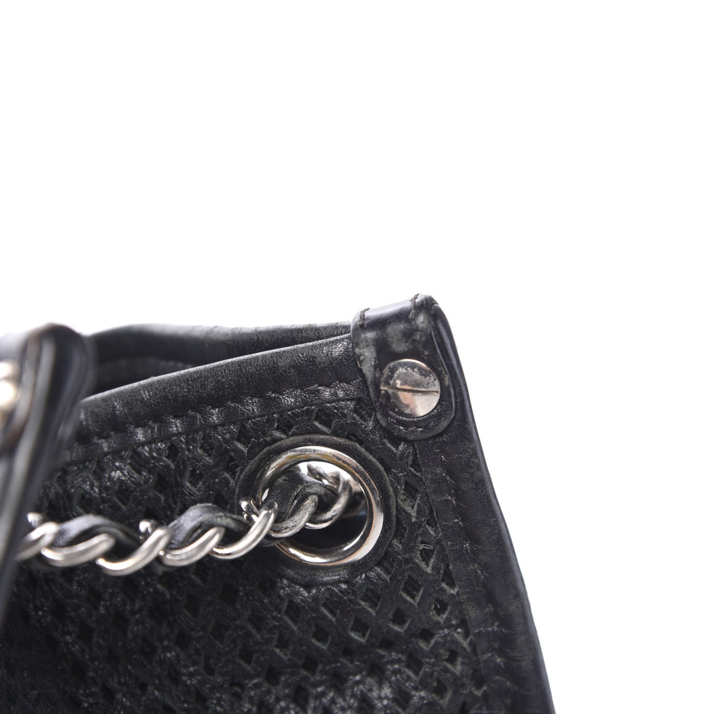 Calfskin Perforated Up In The Air Tote Black
