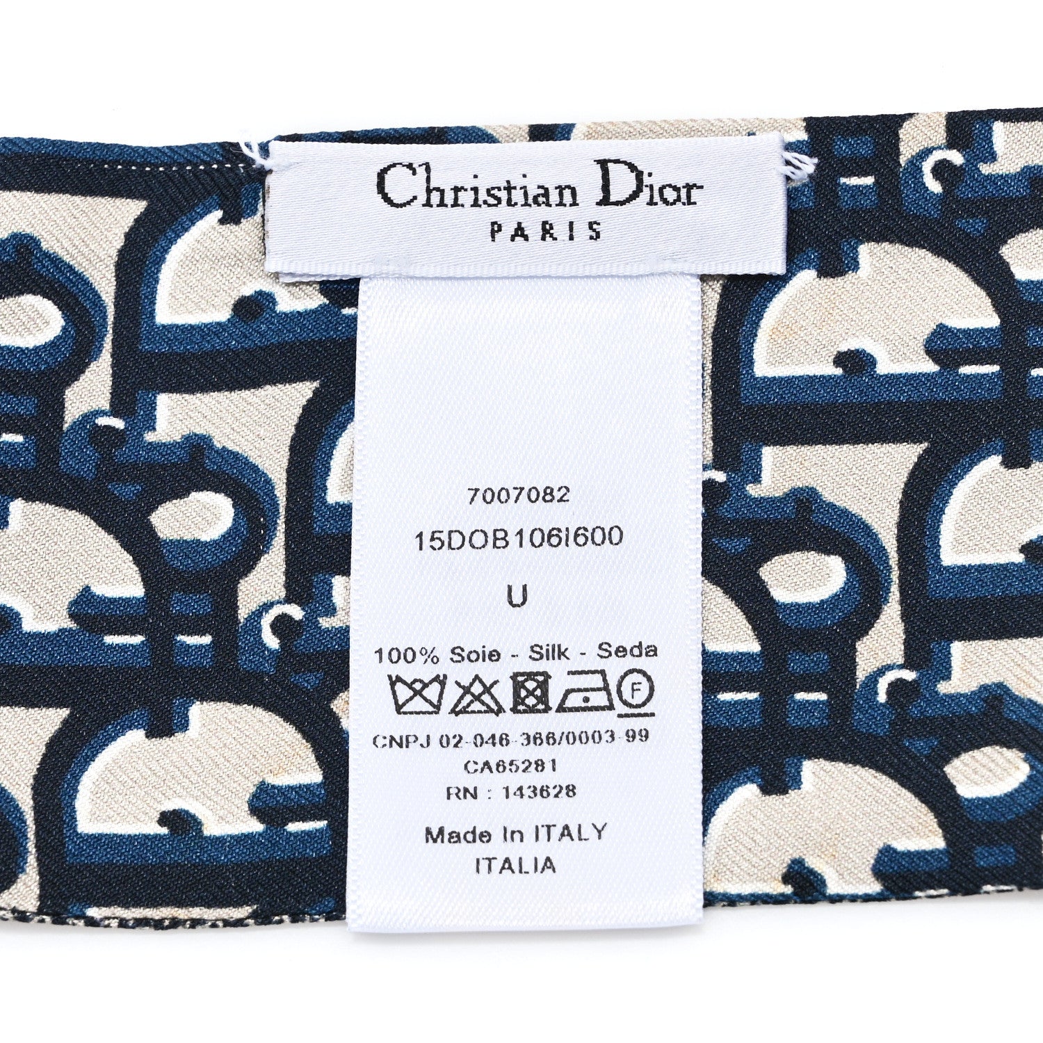 Christian Dior Silk Oblique Mitzah Scarf Blue 3 of 4