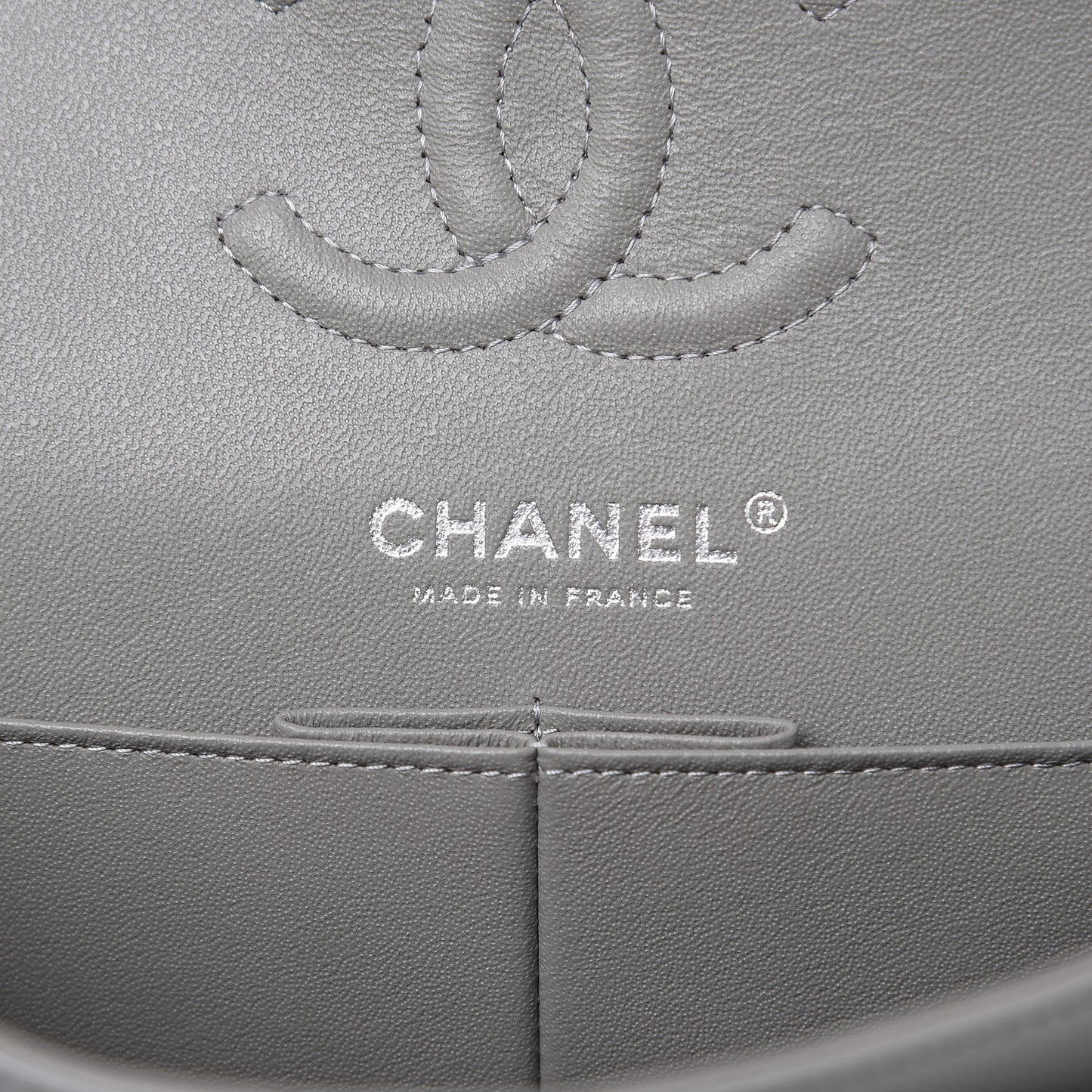 Lambskin Quilted Small Double Flap Grey