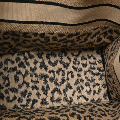 Christian Dior Canvas Mizza Embroidered Large Leopard Book Tote Beige 5 of 10