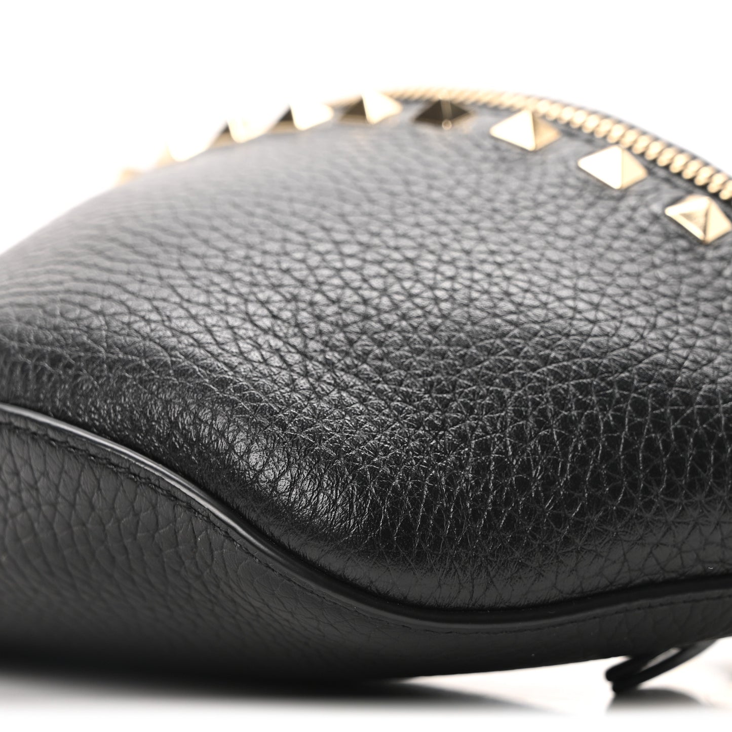 Calfskin Rockstud Belt Bag Black