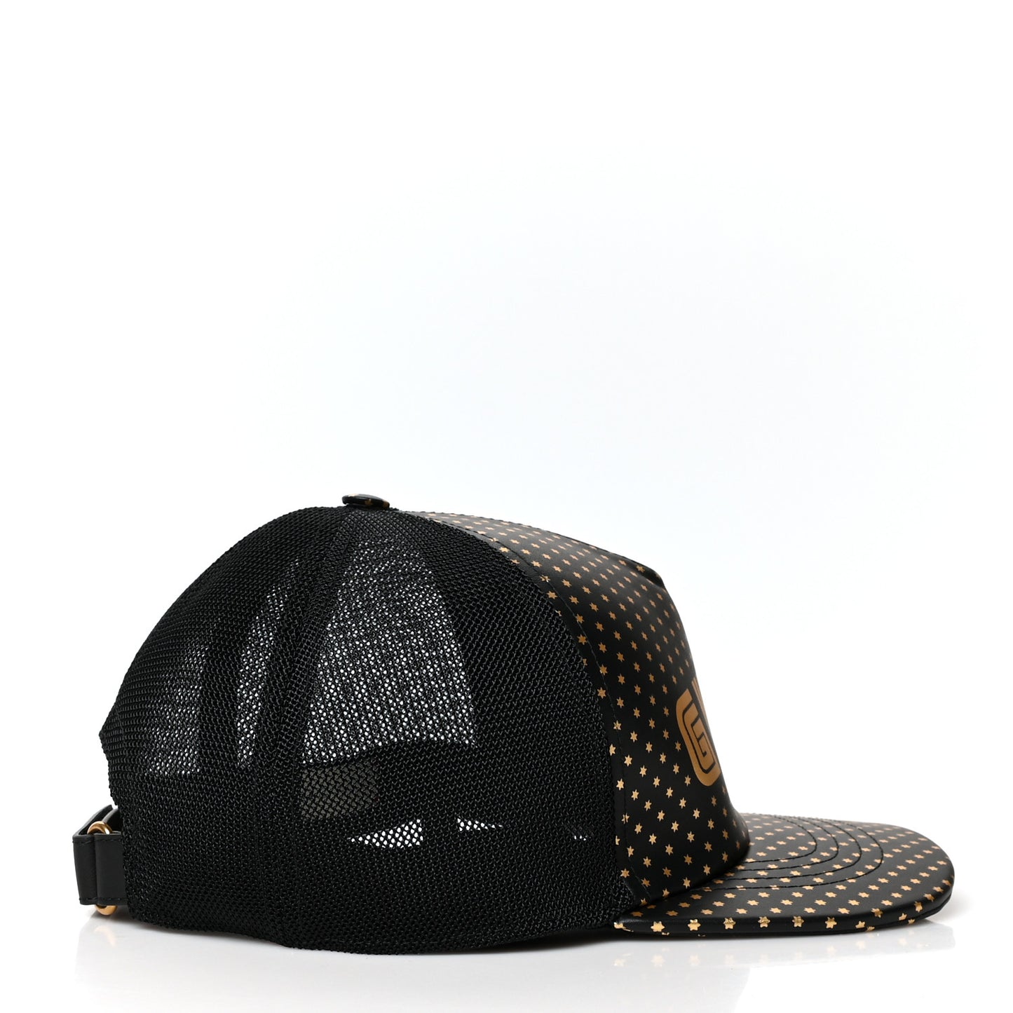 X SEGA Calfskin GUCCY Stars Baseball Hat L Black Gold