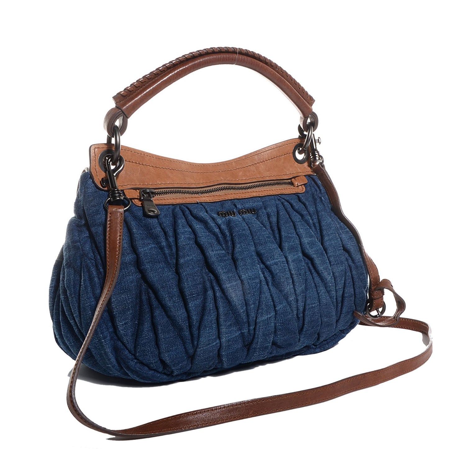 Leather Matelasse Denim Hobo