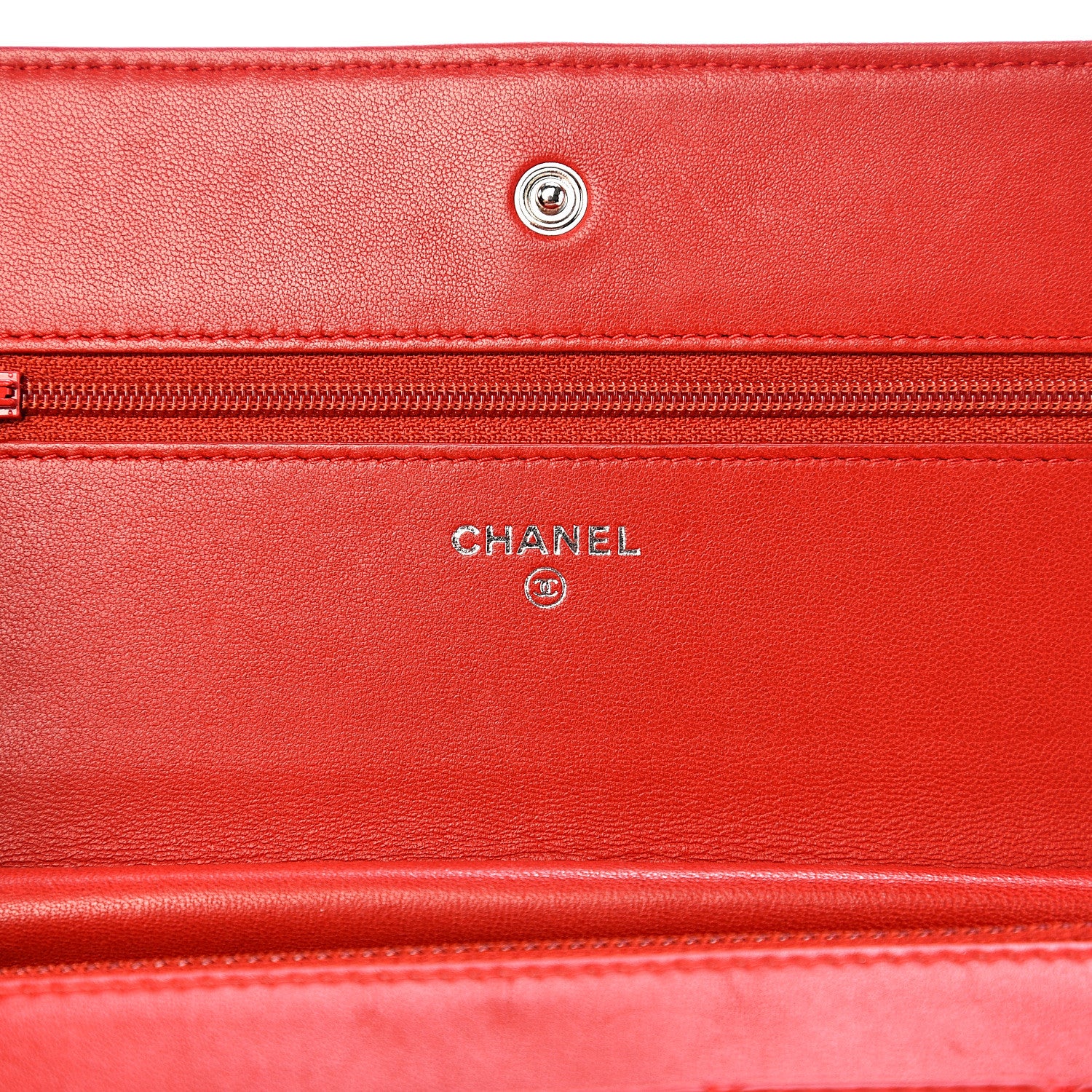 Chanel Lambskin Quilted Wallet On Chain WOC Red Pink 5 of 11
