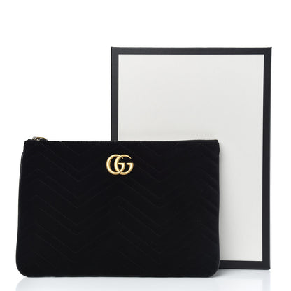 Gucci Velvet Matelasse GG Marmont Zip Pouch Black 9 of 9