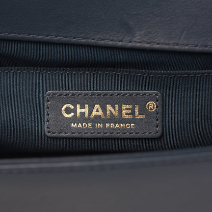 Chanel Calfskin Quilted Medium Top Handle Boy Flap Blue 6 of 11
