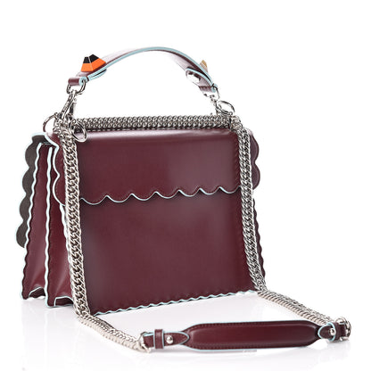 Fendi Vitello Liberty Scalloped Studded Kan I Shoulder Bag Bordeaux 3 of 10