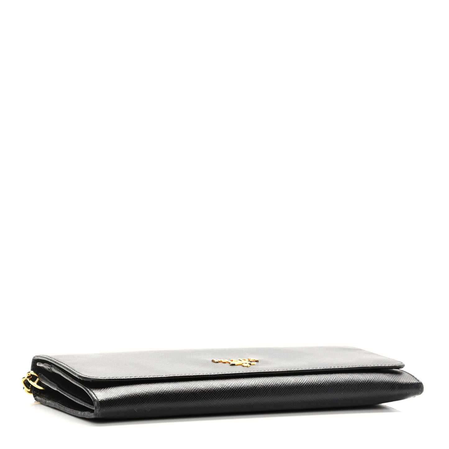 Saffiano Metal Oro Chain Wallet Black
