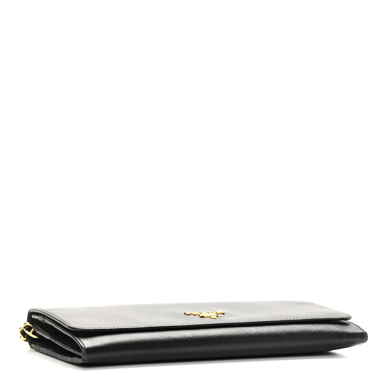 Prada Saffiano Metal Oro Chain Wallet Black 4 of 7