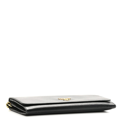Prada Saffiano Metal Oro Chain Wallet Black 4 of 7