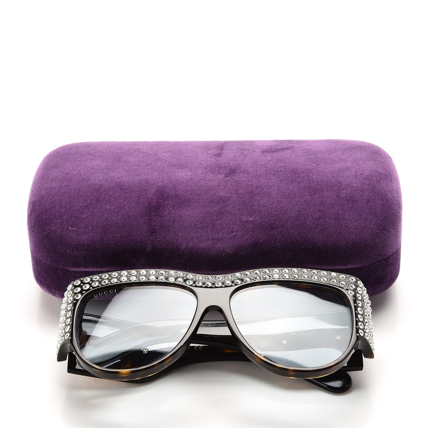Acetate Crystal Oversize Hollywood Forever Sunglasses GG0144S Tortoiseshell