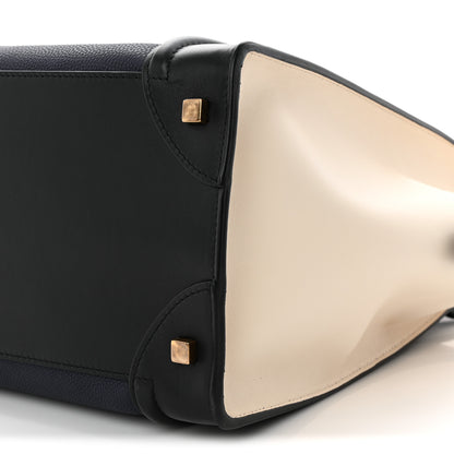 Celine Velluto Calfskin Mini Tri-Color Luggage Navy 9 of 10