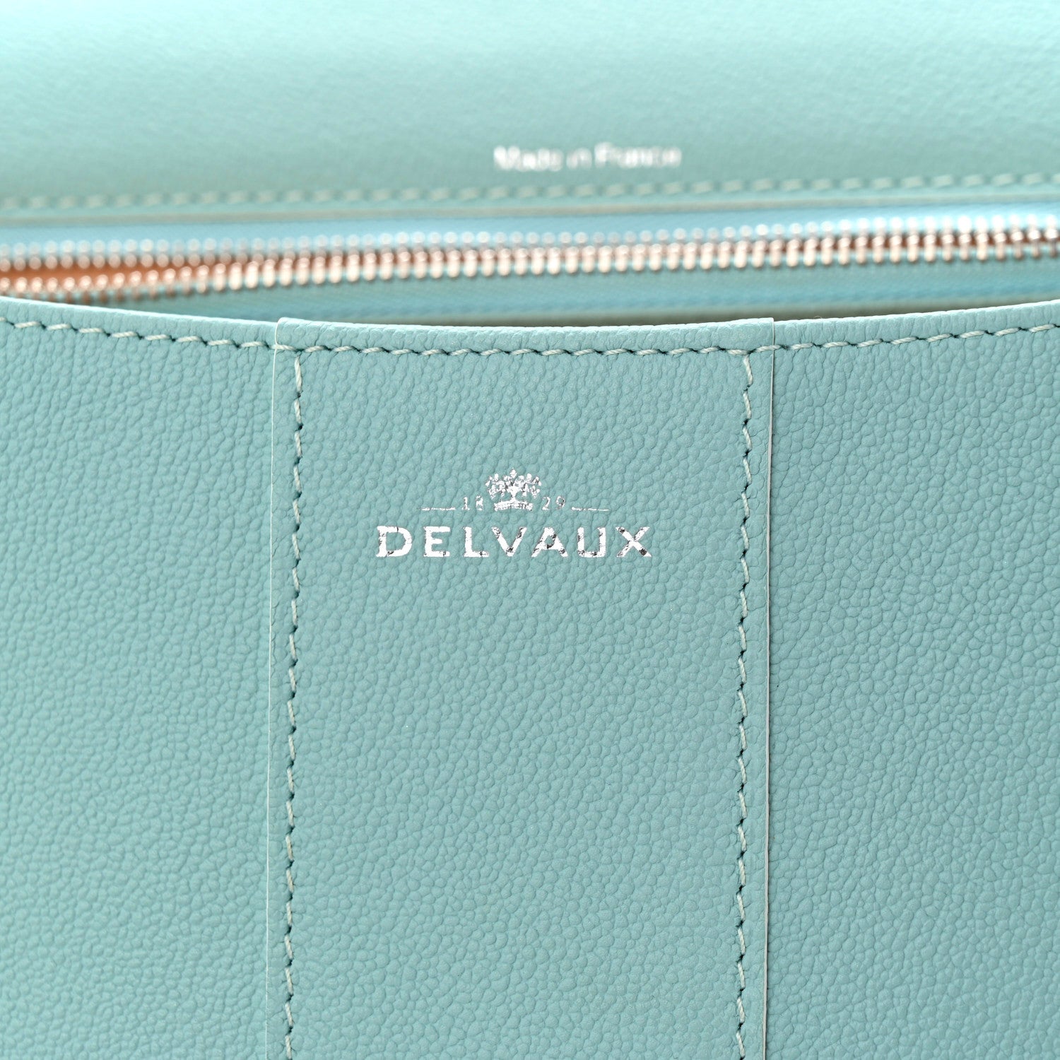Delvaux Grained Calfskin MM Brillant Satchel Light Blue 6 of 13