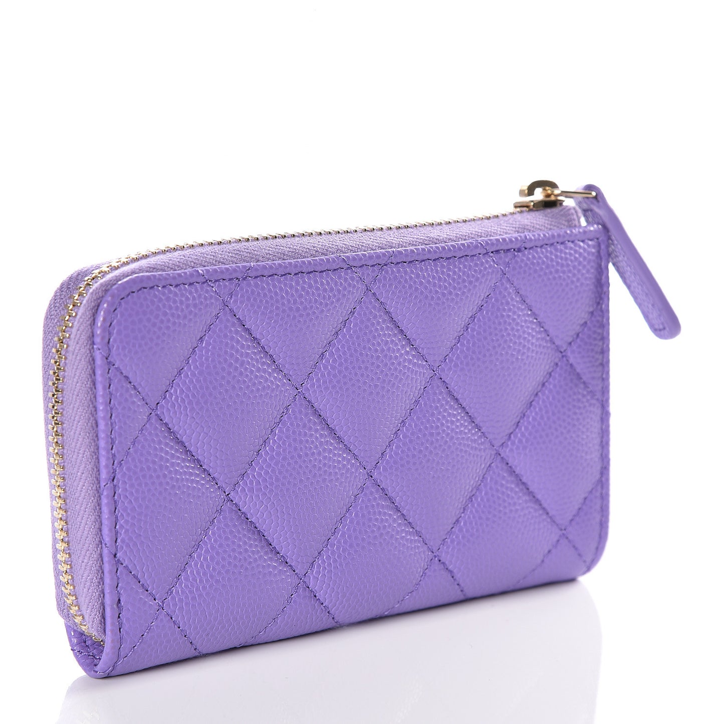 Caviar Quilted Zipped Key Holder Case Purple