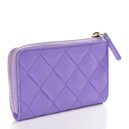 Chanel Caviar Quilted Zipped Key Holder Case Purple 2 of 11