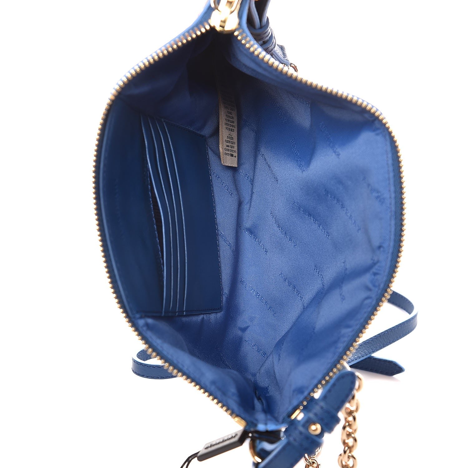 Burberry Haymarket Check Floral Print Peyton Wristlet Mineral Blue Burnt Orange 5 of 8