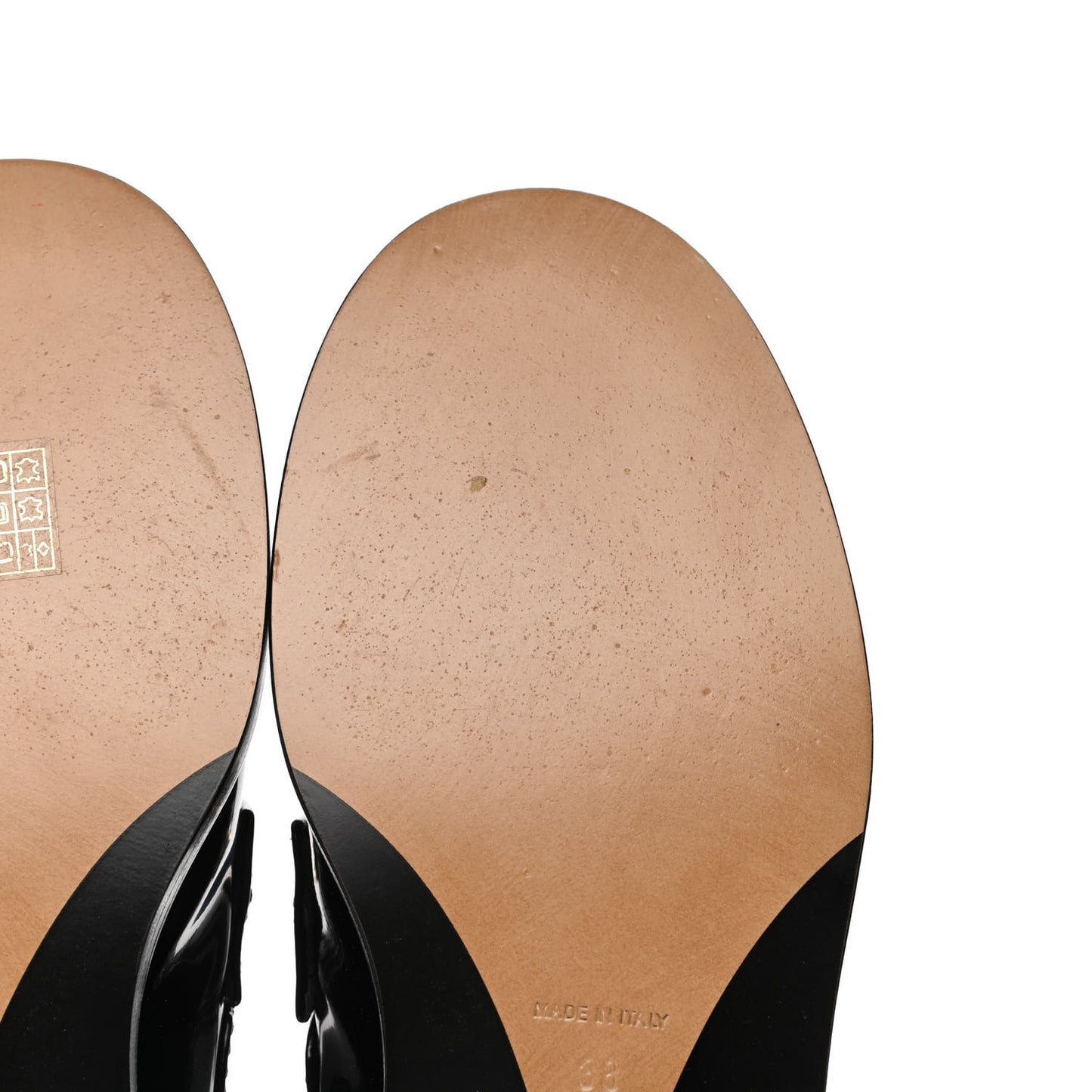 Shiny Calfskin Logo Loafers 38 Black