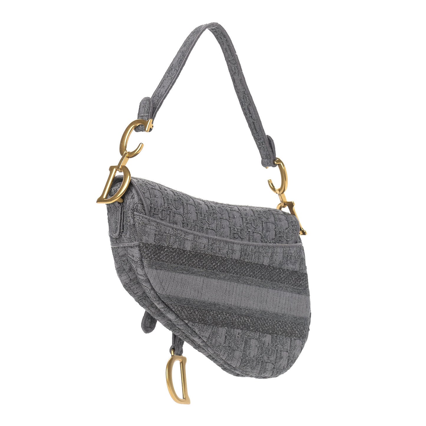 Oblique Denim Saddle Bag Grey
