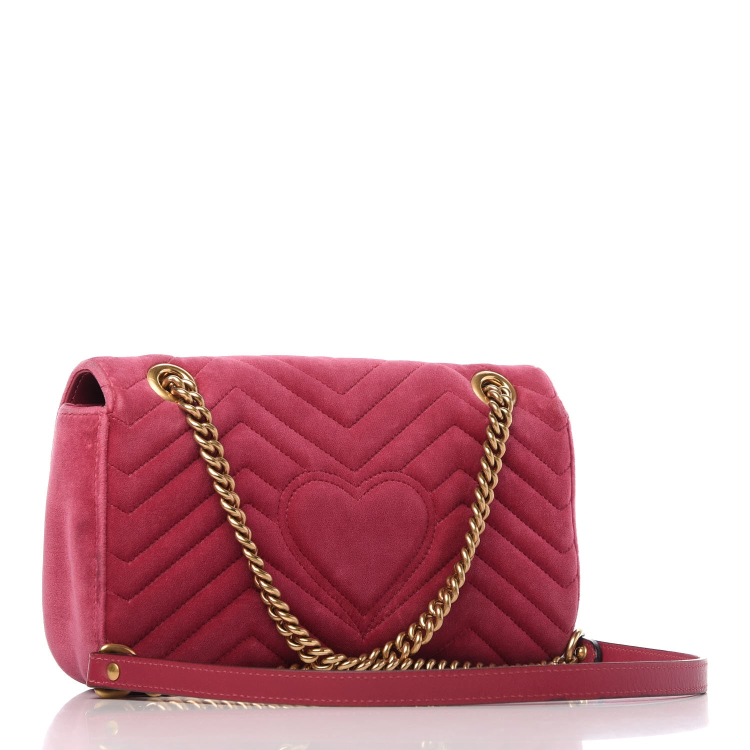 Gucci Velvet Matelasse Small GG Marmont Shoulder Bag Light Raspberry Rose 3 of 10