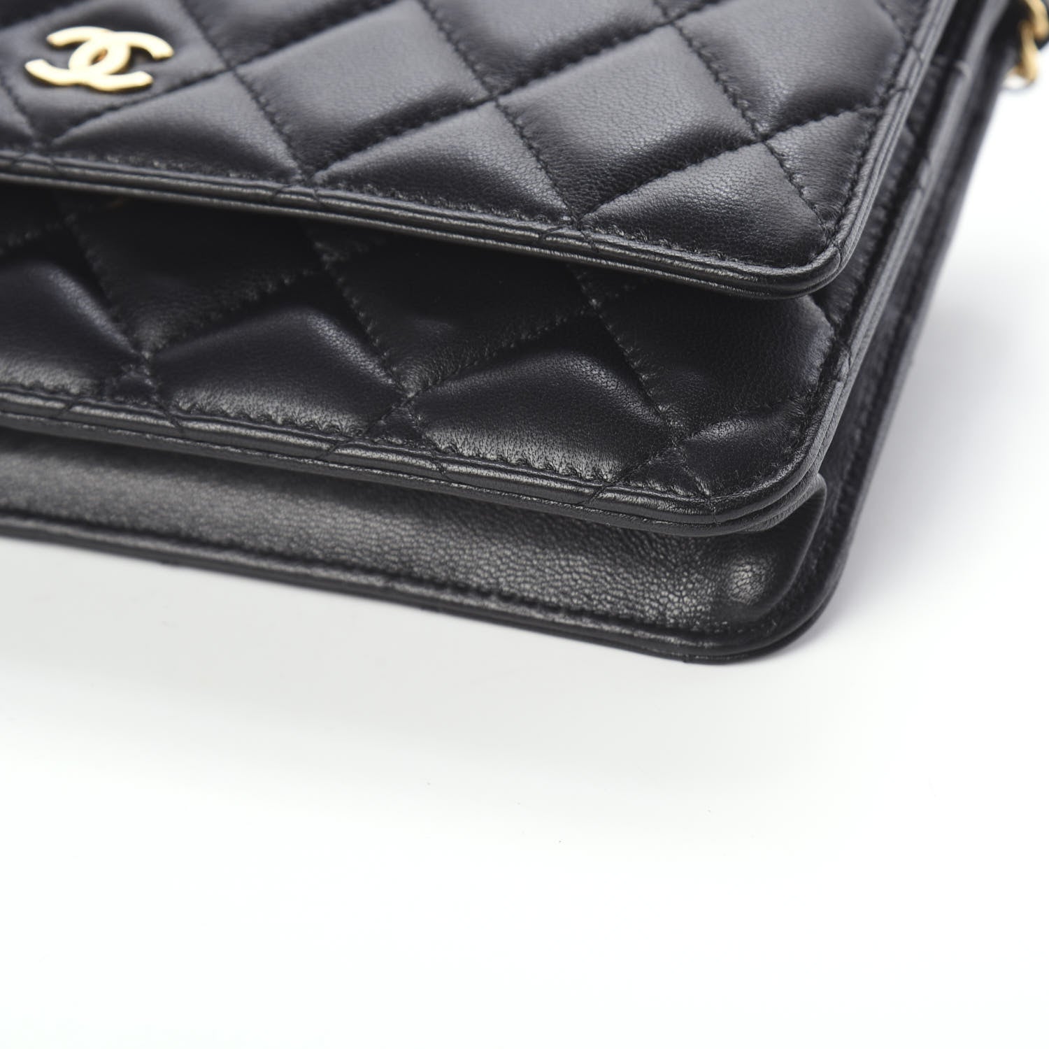 Chanel Lambskin Quilted Wallet On Chain WOC Black 10 of 10