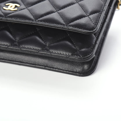 Chanel Lambskin Quilted Wallet On Chain WOC Black 10 of 10