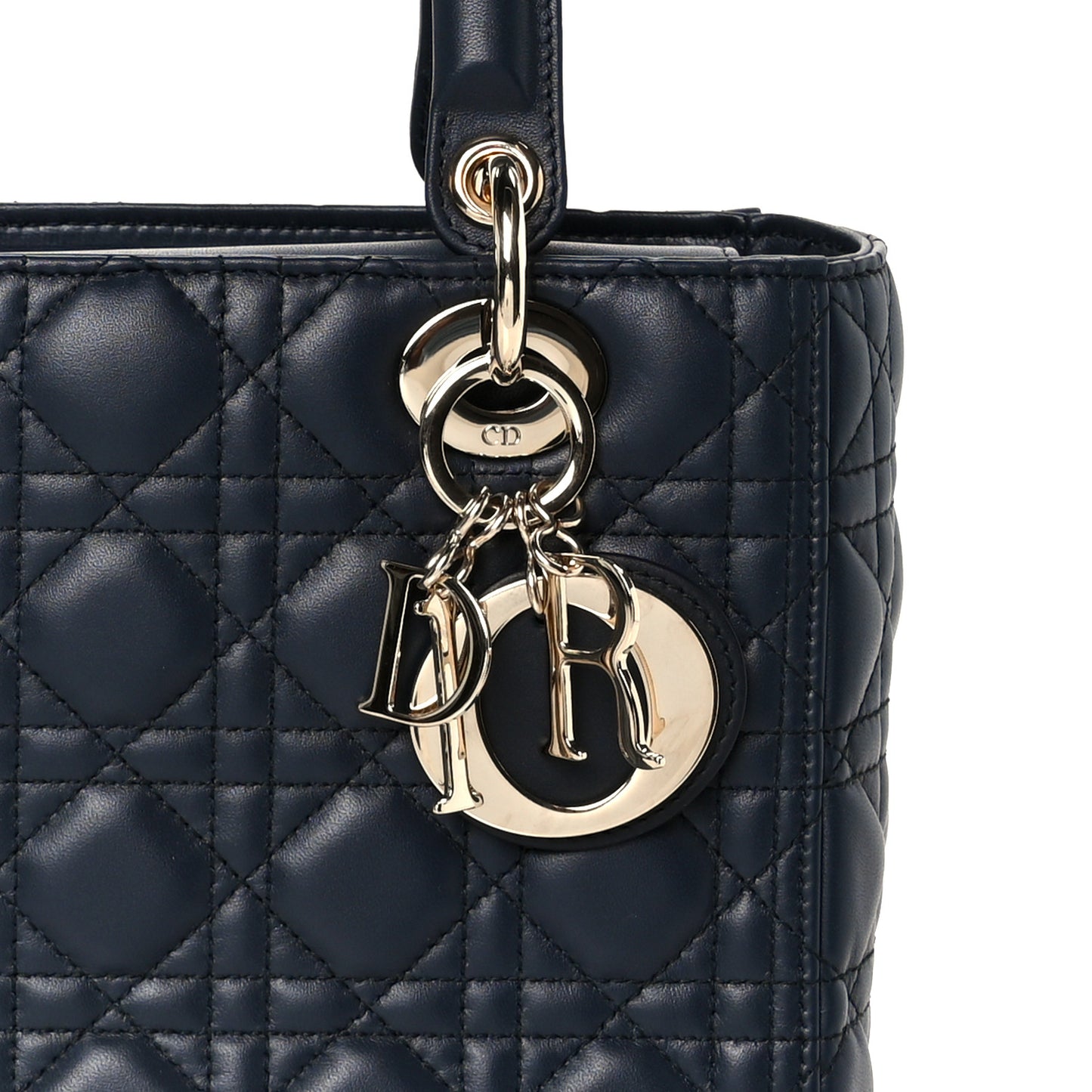 Lambskin Cannage Medium Lady Dior Navy Blue