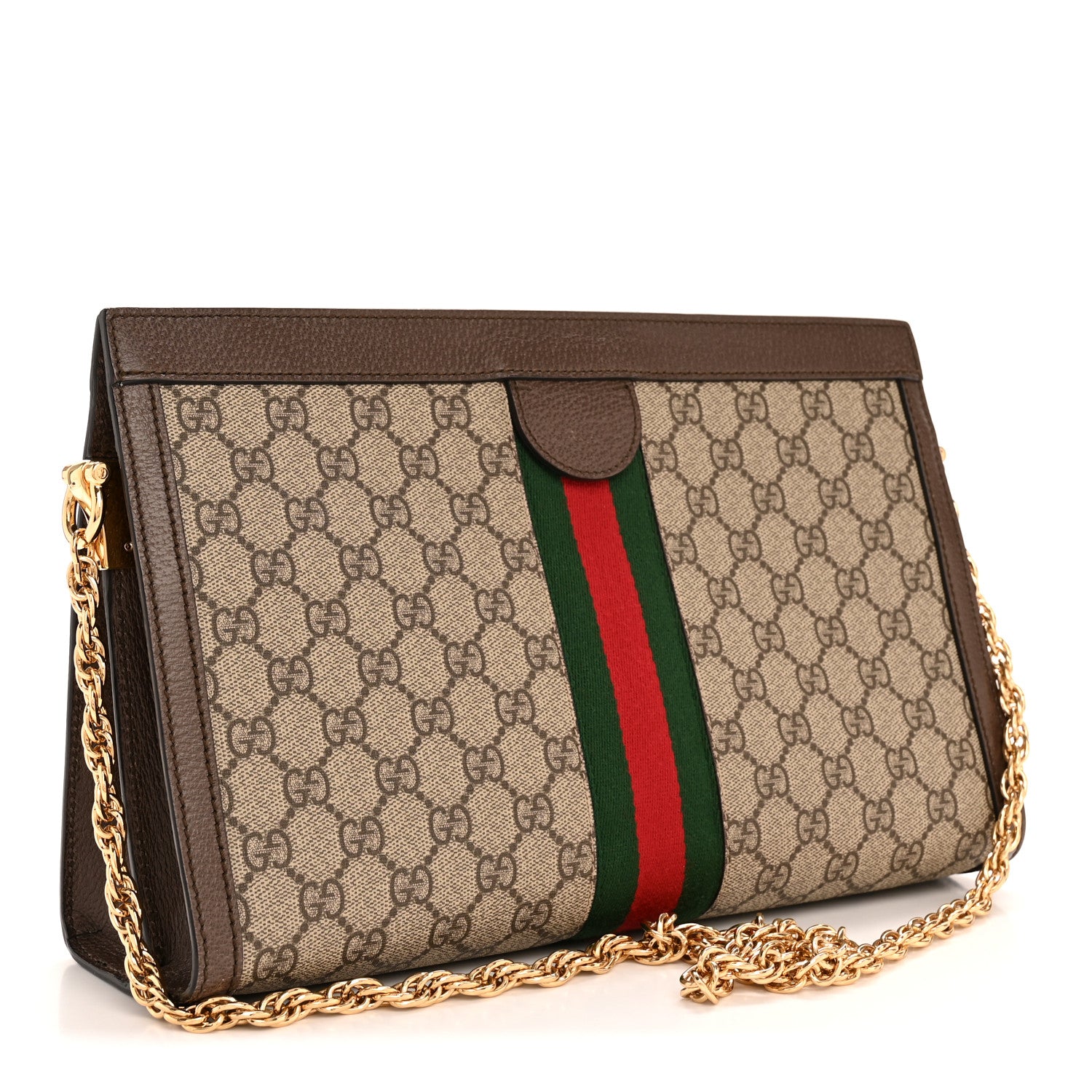 Gucci GG Supreme Monogram Web Medium Ophidia Chain Shoulder Bag Brown 3 of 13