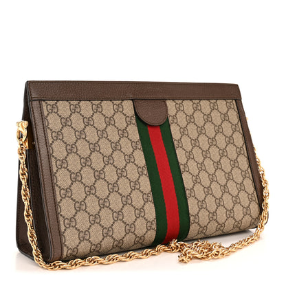 Gucci GG Supreme Monogram Web Medium Ophidia Chain Shoulder Bag Brown 3 of 13