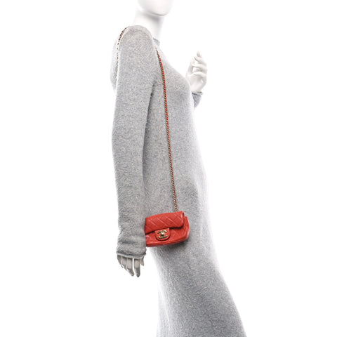 Lambskin Quilted Extra Mini Cruise Charm Flap Coral