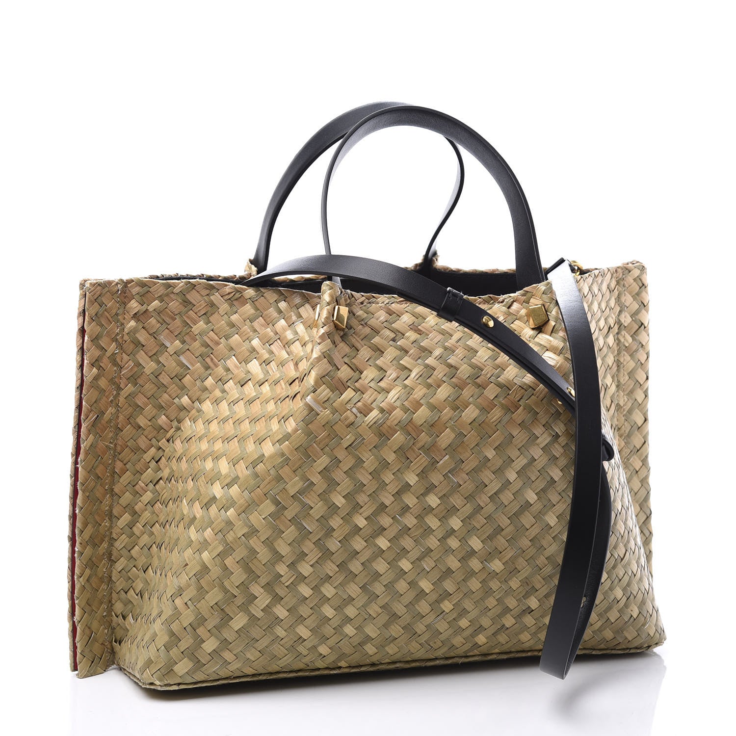 Valentino Garavani Raffia Medium Vlogo Escape Shopper Natural Black Rouge 3 of 11