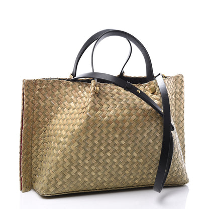 Valentino Garavani Raffia Medium Vlogo Escape Shopper Natural Black Rouge 3 of 11