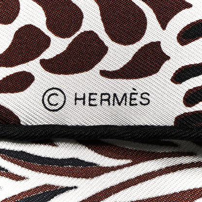 Hermes Silk Mountain Zebra Scarf 90 Marron Black White 3 of 4