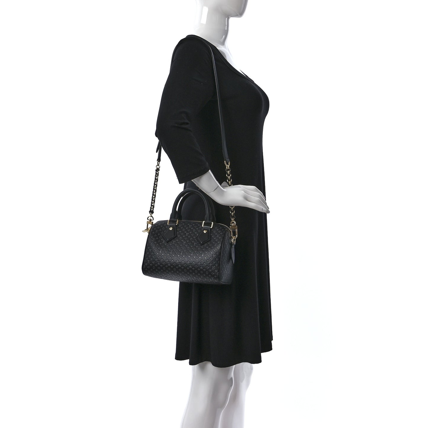 Calfskin Nanogram Embossed Speedy 20 Black