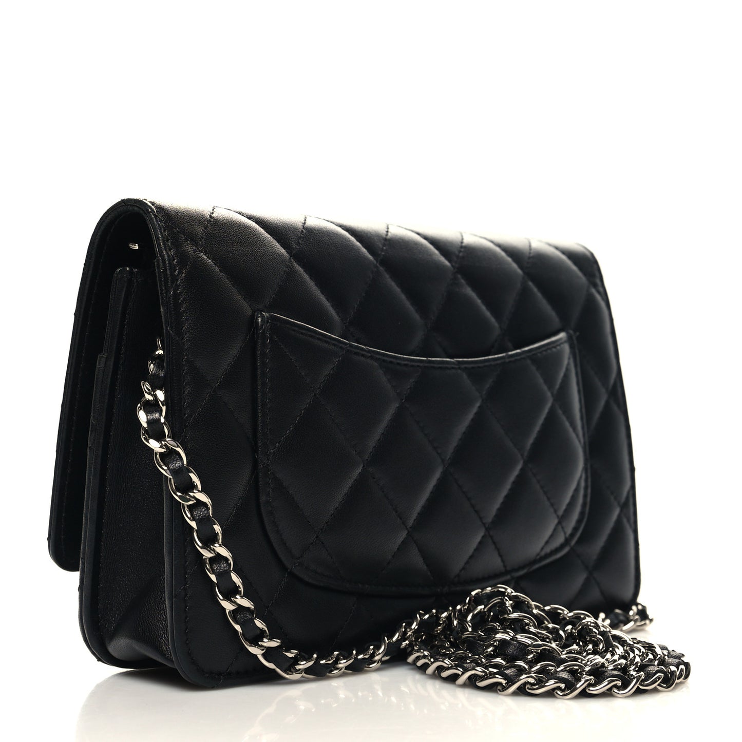 Lambskin Quilted Wallet On Chain WOC Black