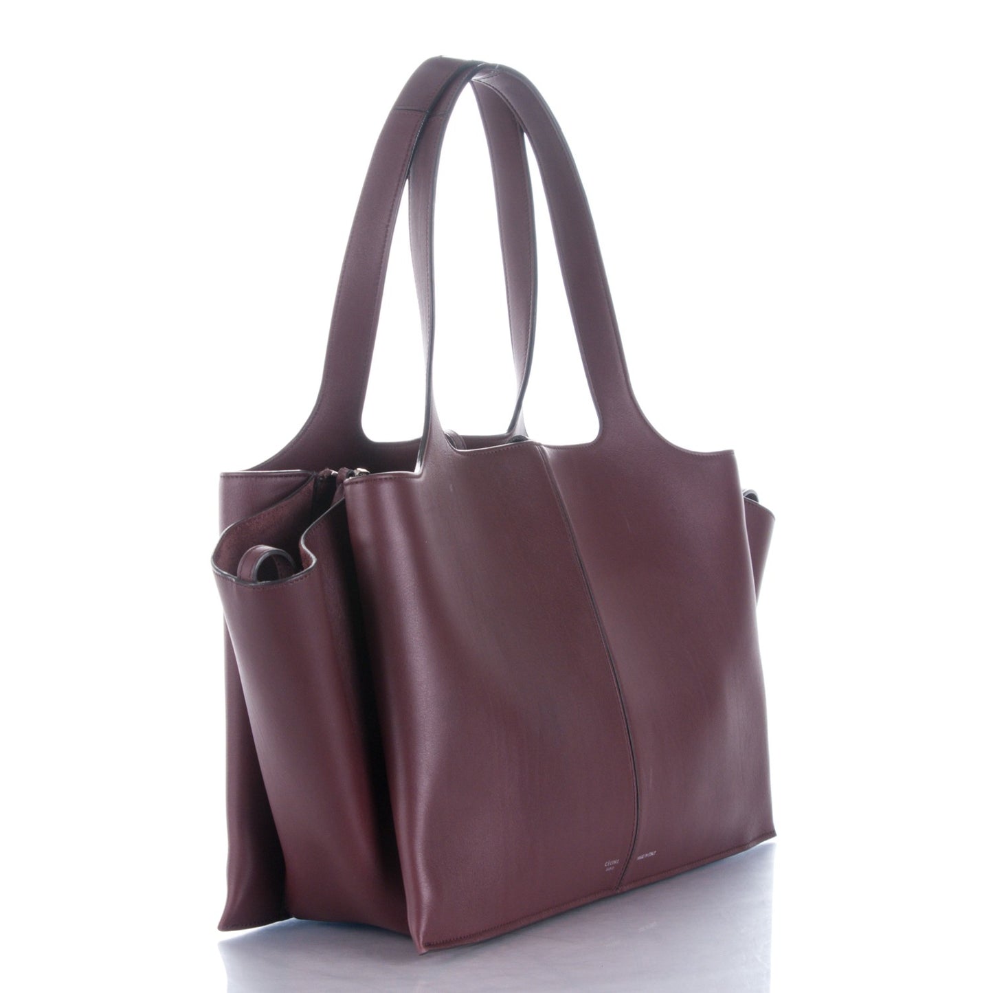 Supple Natural Calfskin Medium Tri-Fold Shoulder Bag Burgundy