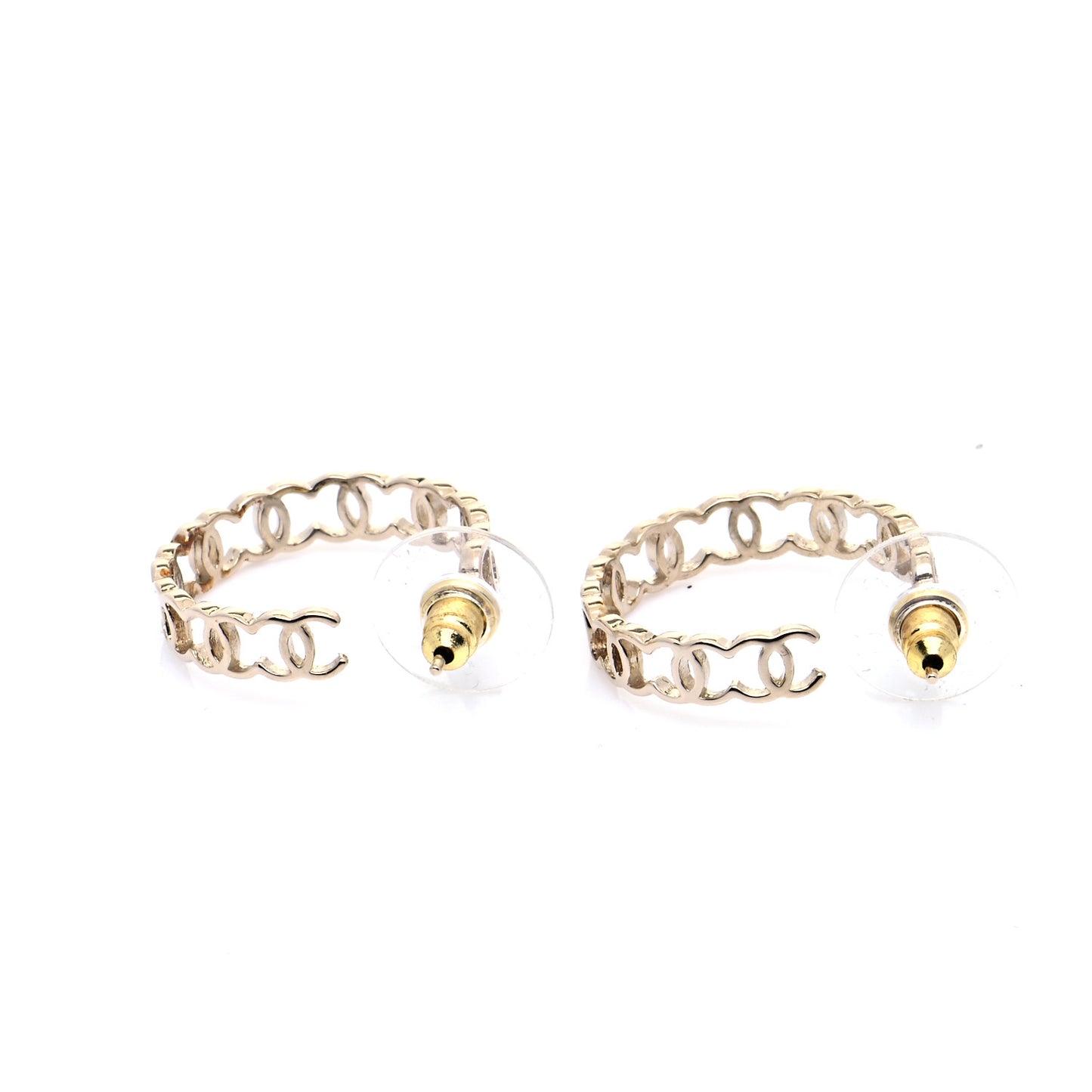 Metal CC Hoop Earrings Gold