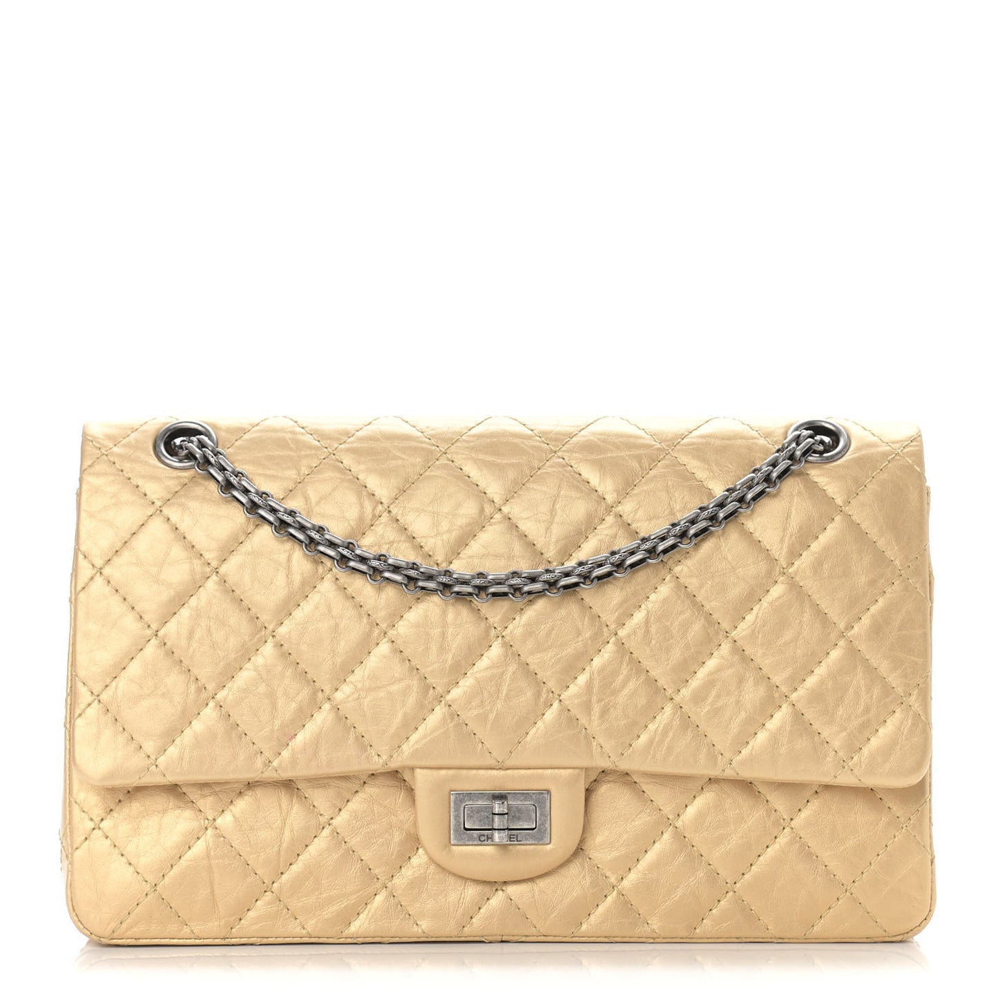 Metallic Aged Calfskin Quilted 2.55 Reissue 226 Flap Gold