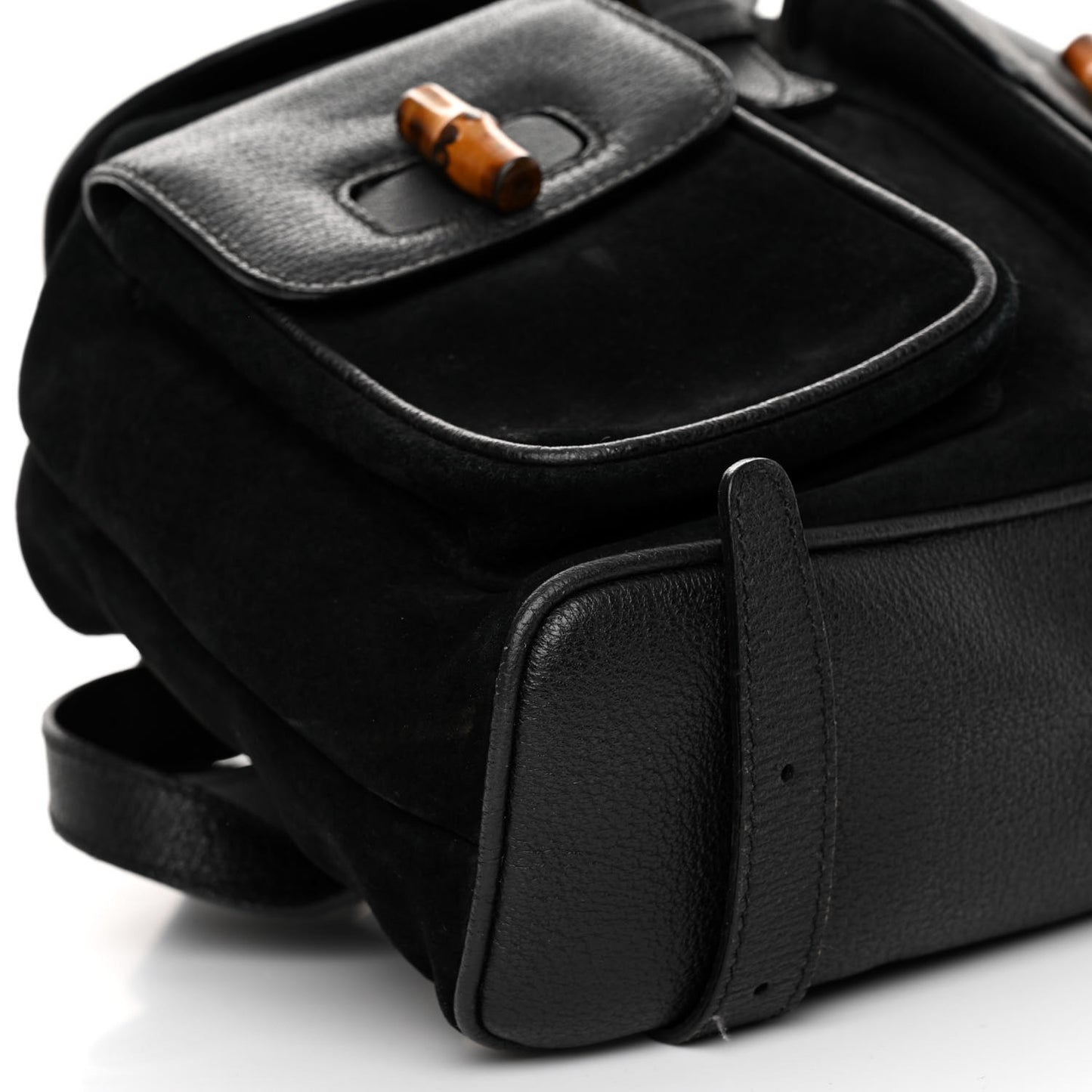 Suede Calfskin Bamboo Backpack Black