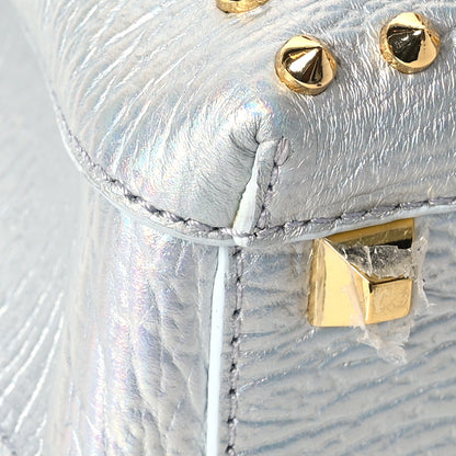 MCM Calfskin Pearls Studded Mini Milla Tote White Flake 10 of 15