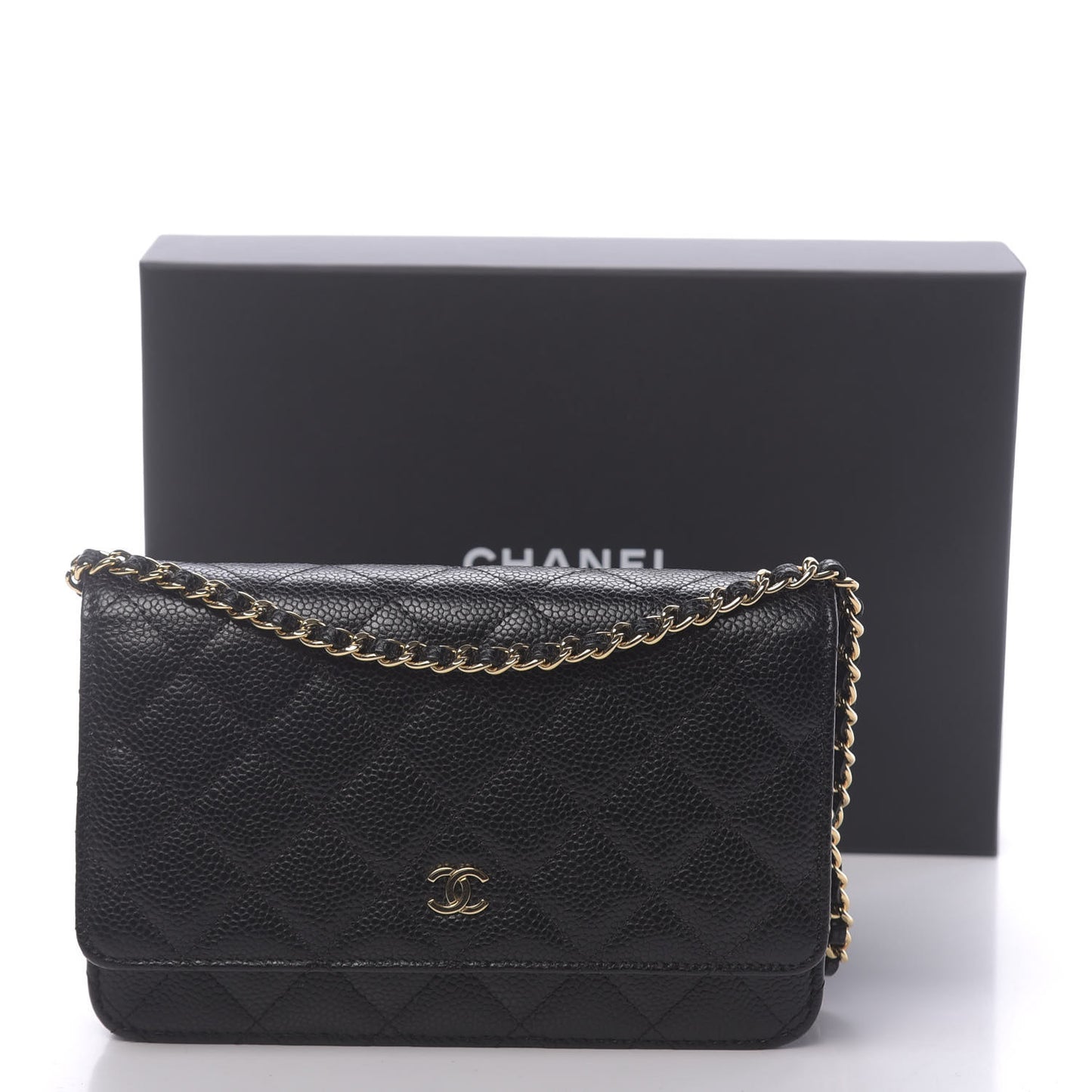 Caviar Quilted Wallet On Chain WOC Black