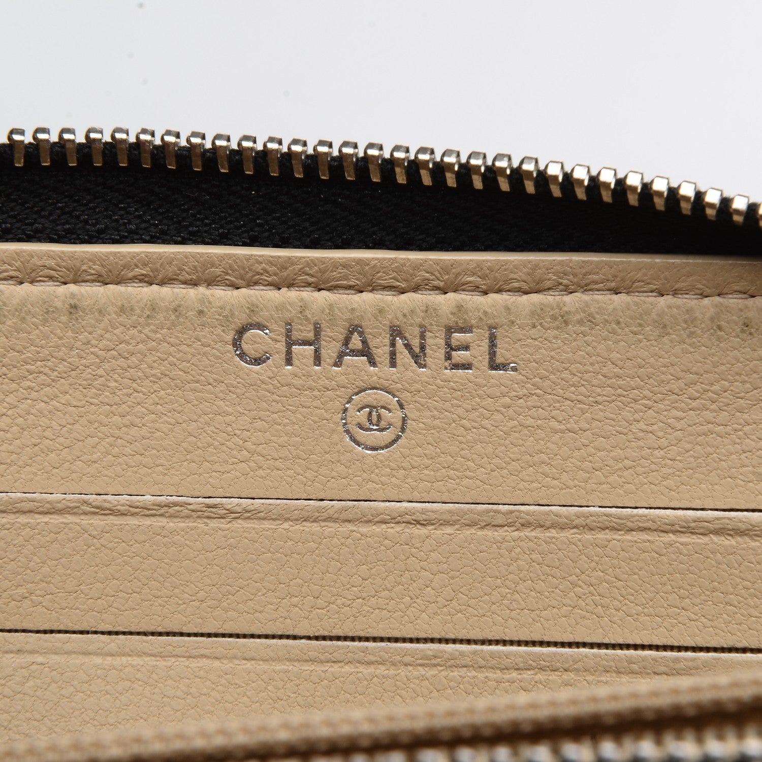Chanel Lambskin Small CC Zip Around Wallet Black Beige 6 of 8