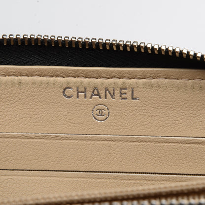 Chanel Lambskin Small CC Zip Around Wallet Black Beige 6 of 8